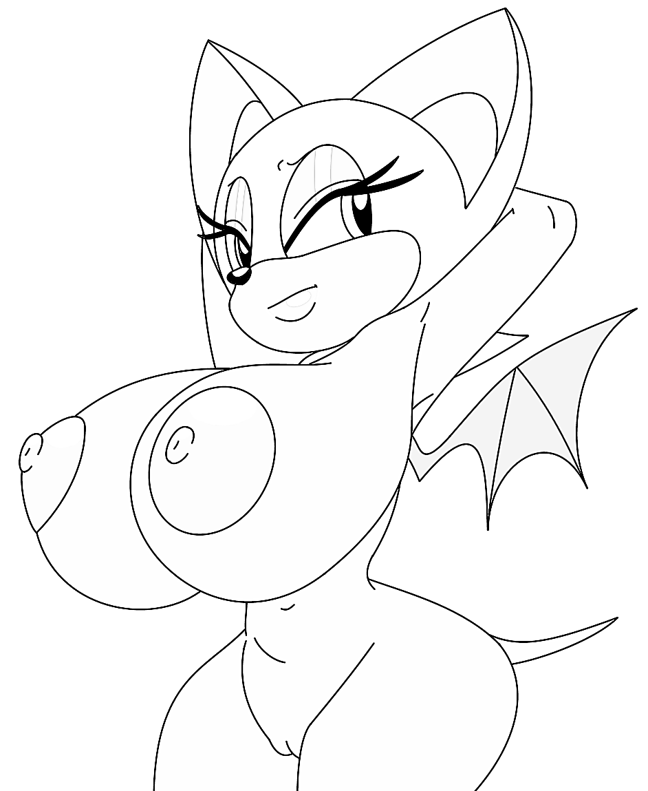 anthro areola bat big_breasts breasts brown_areola brown_nipples female genitals huge_breasts mammal nipples pussy rouge_the_bat sega short_stack solo sonic_(series) sonic_the_hedgehog_(series) squidapple wings