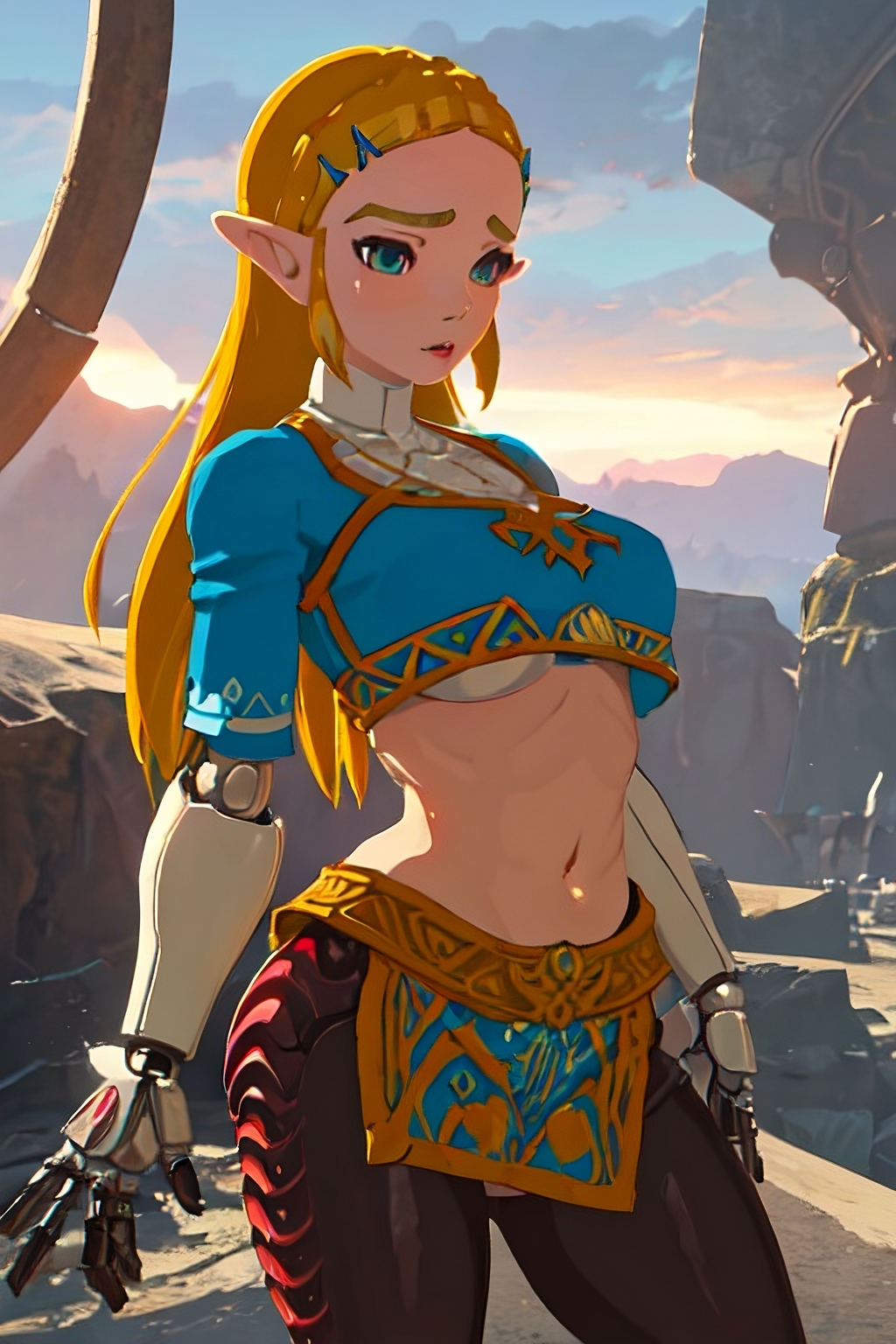 ai_generated big_breasts breath_of_the_wild ponceai princess_zelda robot_girl the_legend_of_zelda thick wide_hips zelda_(breath_of_the_wild)