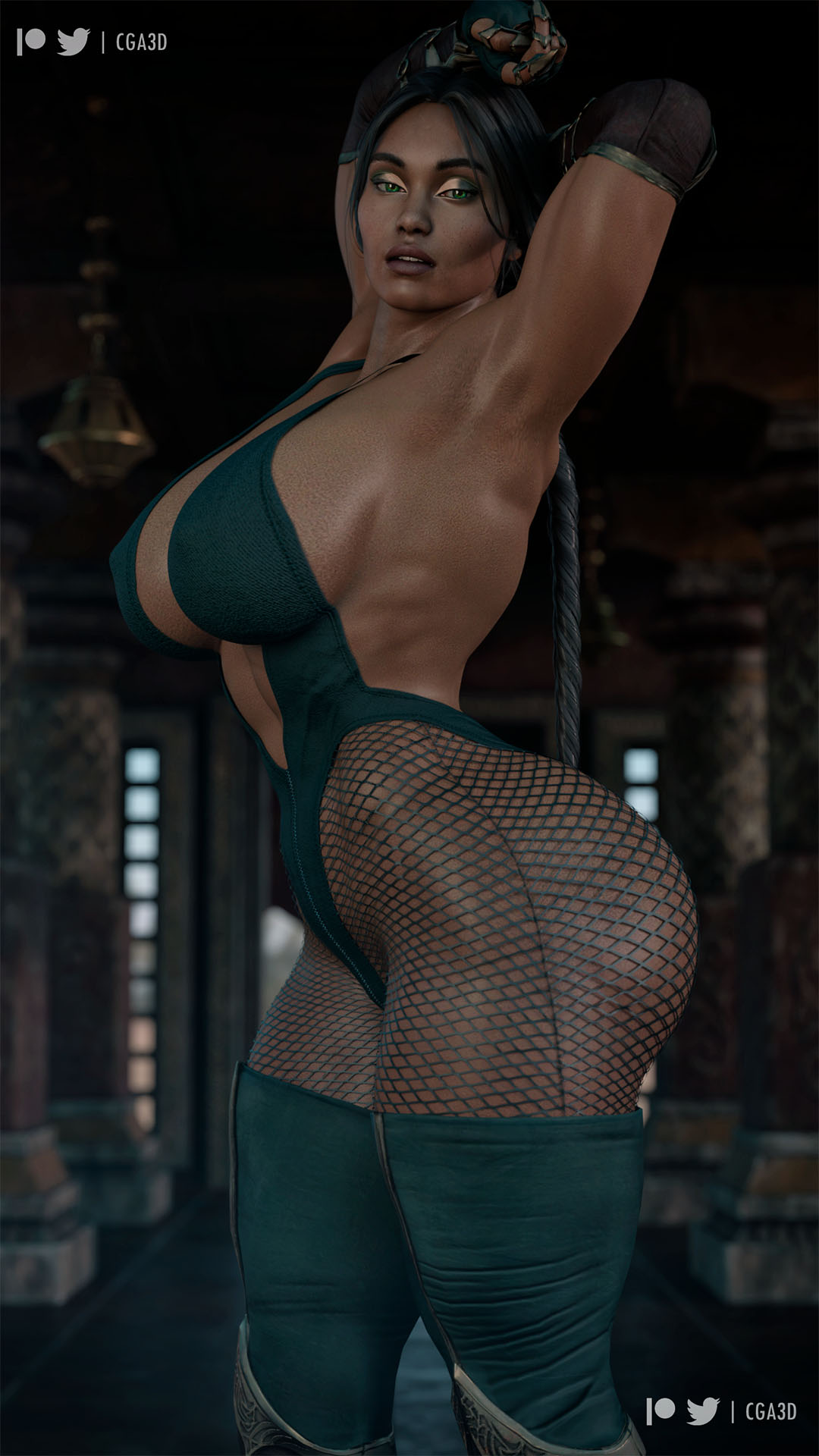 1girls, 3d, 3d (artwork), abs, alluring, armpit, armpits, ass, assassin, athletic, athletic female, big ass, big breasts, big butt, big thighs, bikini, black hair, breasts, brown hair, bubble ass, bubble butt, busty, cga3d, cleavage, curvaceous, curvy, curvy female, curvy figure, dark skin, dark-skinned female, daz studio, edenian, erotichris, female, female abs, female only, fishnets, fit, fit female, green eyes, hips, hourglass figure, huge breasts, jade (mortal kombat), kunoichi, large breasts, large thighs, mortal kombat, mortal kombat 11, netherrealm studios, ninja, patreon username, pole, pose, posing, solo, solo female, tagme, thick, thick ass, thick thighs, thighhighs, thighs, twitter username, voluptuous, voluptuous female, wide hips