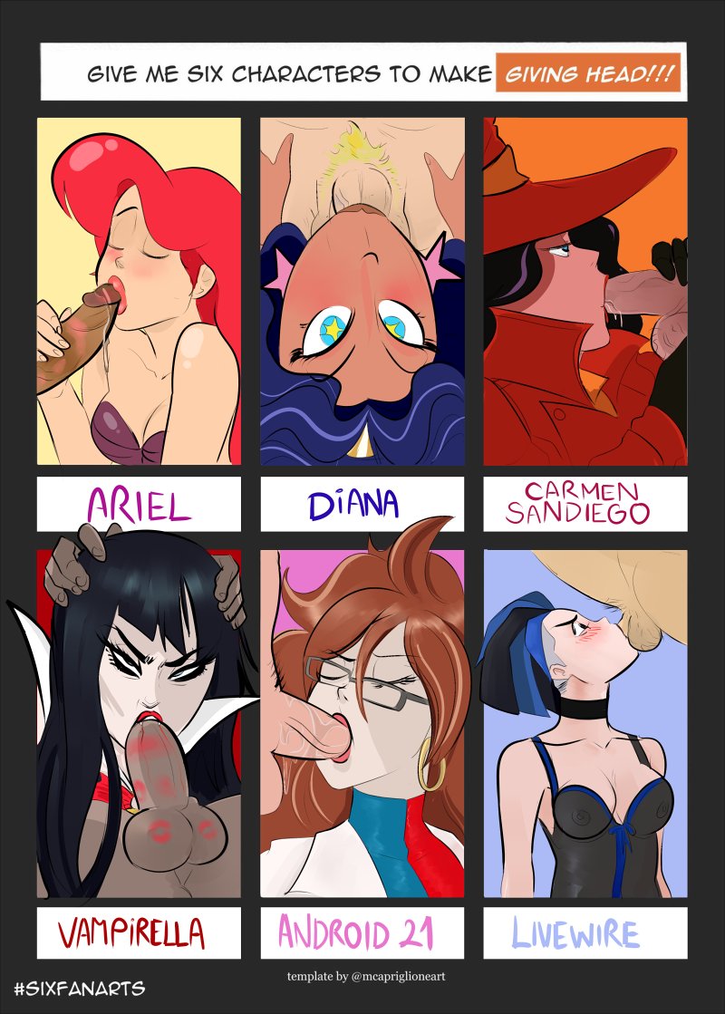 2023 6girls android_21 ariel ariel_(the_little_mermaid) blowjob breasts carmen_sandiego carmen_sandiego_(2019) cleavage crossover dark-skinned_female dark-skinned_male dark_skin dc_comics dc_super_hero_girls diana_prince disney disney_princess dragon_ball dragon_ball_fighterz dragon_ball_super drooling facefuck fellatio female_focus interracial latina leslie_willis light-skinned_female light-skinned_male light_skin lipstick lipstick_mark lipstick_on_balls lipstick_on_penis lipstick_ring multiple_girls oral oral_sex partial_male precum see-through see-through_clothing six_fanarts_challenge star_earrings the_little_mermaid the_little_mermaid_(1989_film) vampirella vampirella_(series) vlado wonder_woman wonder_woman_(series)