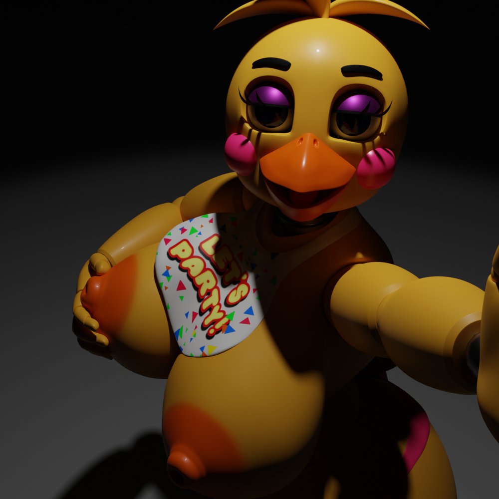 1girls 3d 3d_(artwork) areolae big_breasts breasts female female_only five_nights_at_freddy's five_nights_at_freddy's_2 huge_breasts looking_at_viewer nipples scottgames selfie tenshi_ai toy_chica_(fnaf) voluptuous