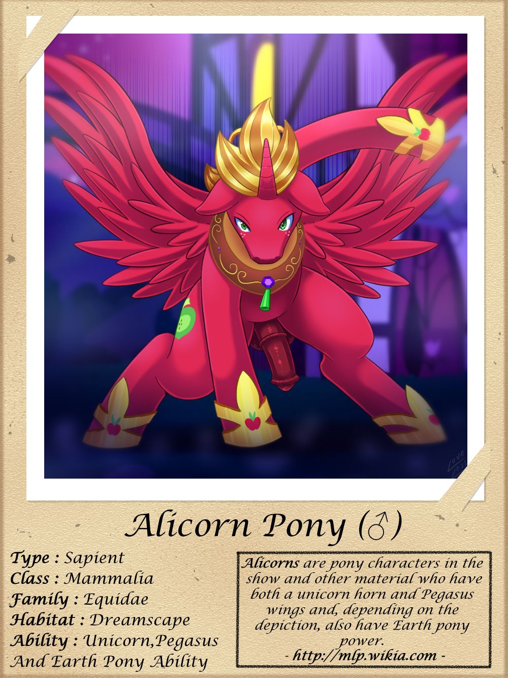 2019 alicorn animal_genitalia animal_penis balls big_macintosh_(mlp) compression_artifacts english_text equid equine equine_genitalia equine_penis friendship_is_magic genitals hasbro hi_res horn male mammal medial_ring my_little_pony penis pose solo text vavacung wings