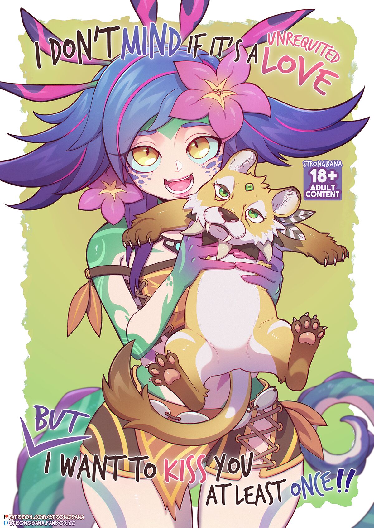comic, comic cover, comic page, comic panel, cover page, english, female, league of legends, neeko, nidalee, strongbana, text