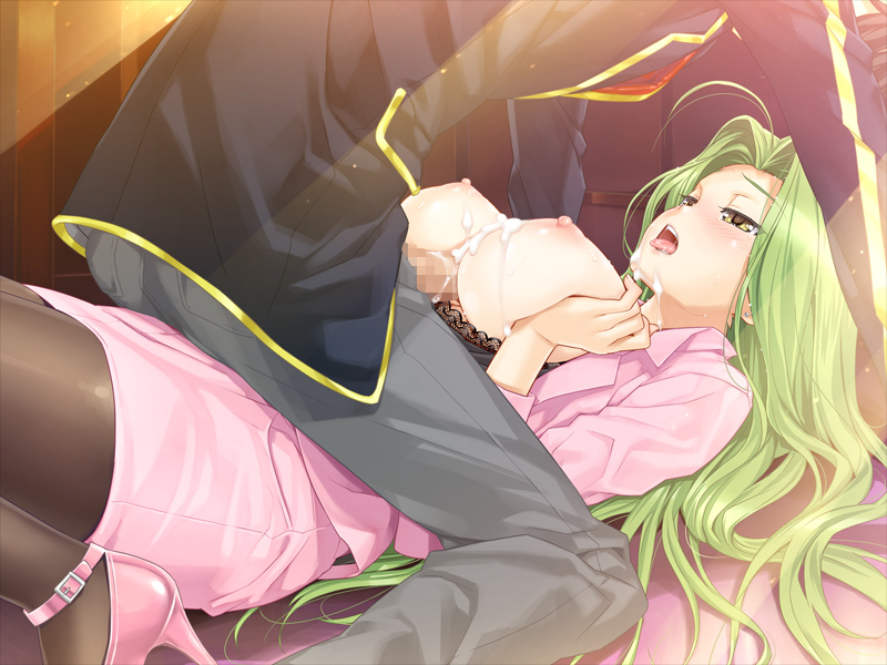 1boy 1girls classy_cranberry's female game_cg green_hair happoubi_jin long_hair male paizuri straight