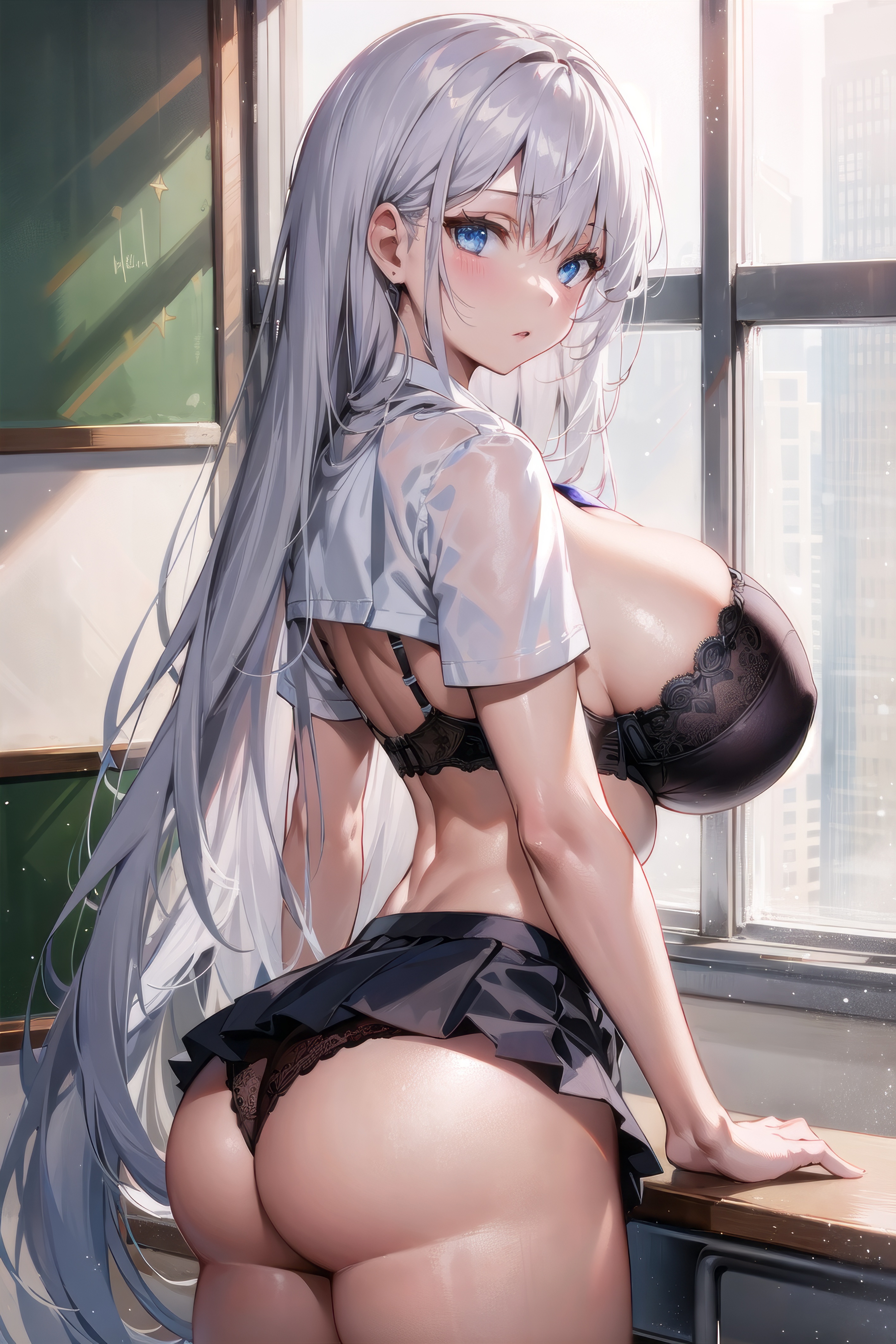 ai generated, ass, breasts, bubble ass, bubble butt, curvaceous, curvy body, curvy female, female, female focus, female only, hi res, huge breasts, school uniform, schoolgirl, solo female, solo focus, stable diffusion, voluptuous, voluptuous female