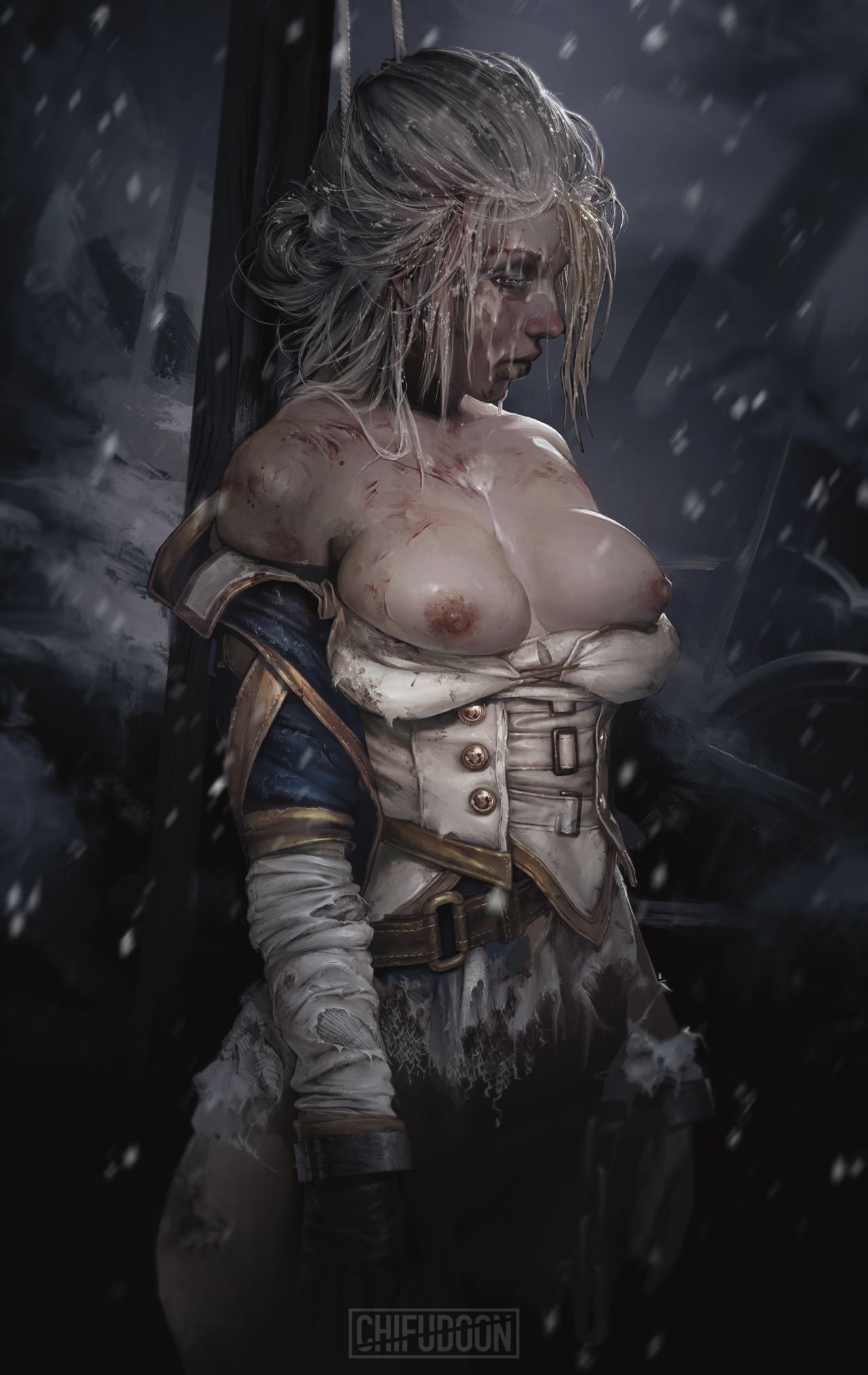 1girls after_rape asphyxiation bad_end blizzard_entertainment blood breasts chifudoon cum cum_on_face death female female_death hanged jaina_proudmoore necrophilia nipples open_clothes solo warcraft white_hair world_of_warcraft