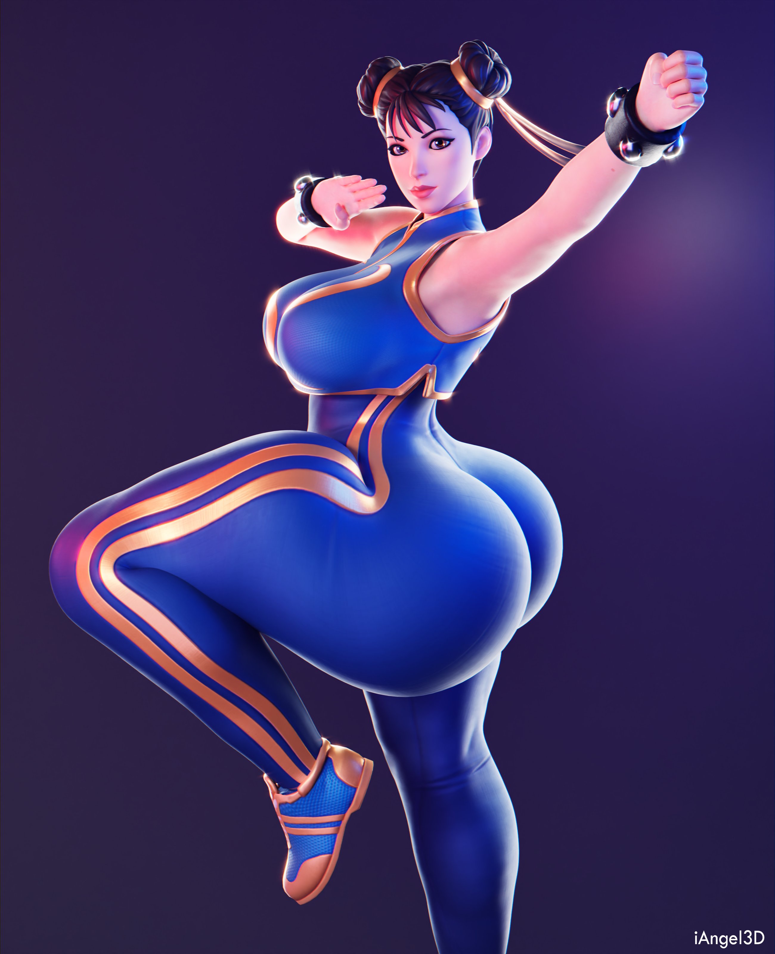 1girls, 3d, andi3dz, ass, big ass, big butt, bodysuit, capcom, chun-li, female, female only, fighting pose, fully clothed, pose, solo, street fighter, street fighter alpha, thick thighs