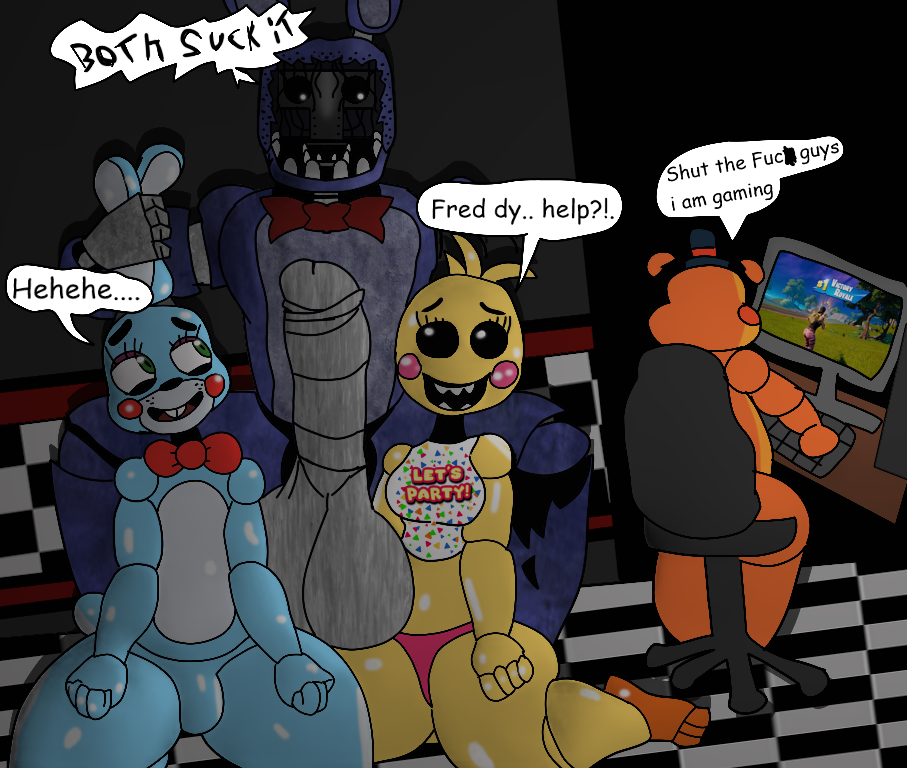 3boys bisexual female femboy five_nights_at_freddy's five_nights_at_freddy's_2 fortnite furry furu_flami gaming gay huge_balls huge_cock joke_art meme playing_videogame straight toy_bonnie_(fnaf) toy_chica_(fnaf) toy_freddy_(fnaf) withered_bonnie