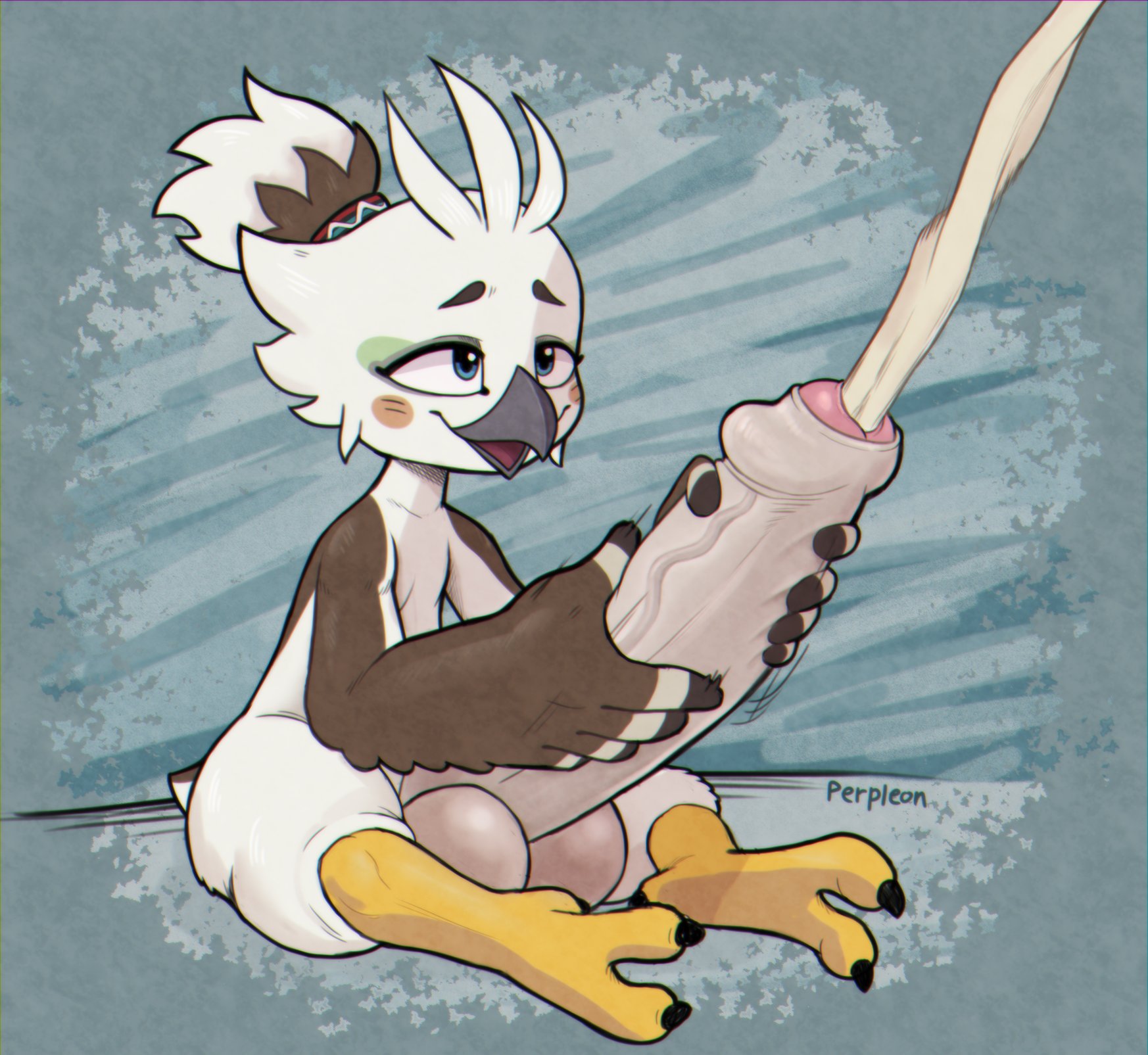 anthro, balls, big balls, big penis, bird, cum, cumshot, erection, foreskin, huge balls, huge cock, male, male only, masturbation, orgasm, penis, perpleon, rito, solo, tears of the kingdom, the legend of zelda, tulin (zelda), uncircumcised, uncut