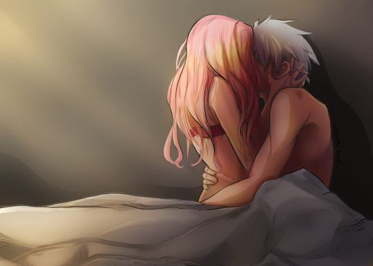 1boy, 1girls, age difference, ambiguous penetration, arms around waist, artist request, bare back, female, hand on head, hand on waist, hatake kakashi, head grab, kissing, kissing while penetrated, making out, male, mature male, naruto, naruto (series), naruto shippuden, nude, older male, older penetrating younger, on lap, passionate, pink hair, romantic, sakura haruno, sensual, sex, shirtless, silver hair, straight, teacher and student, teenage female, teenager, wholesome, younger female