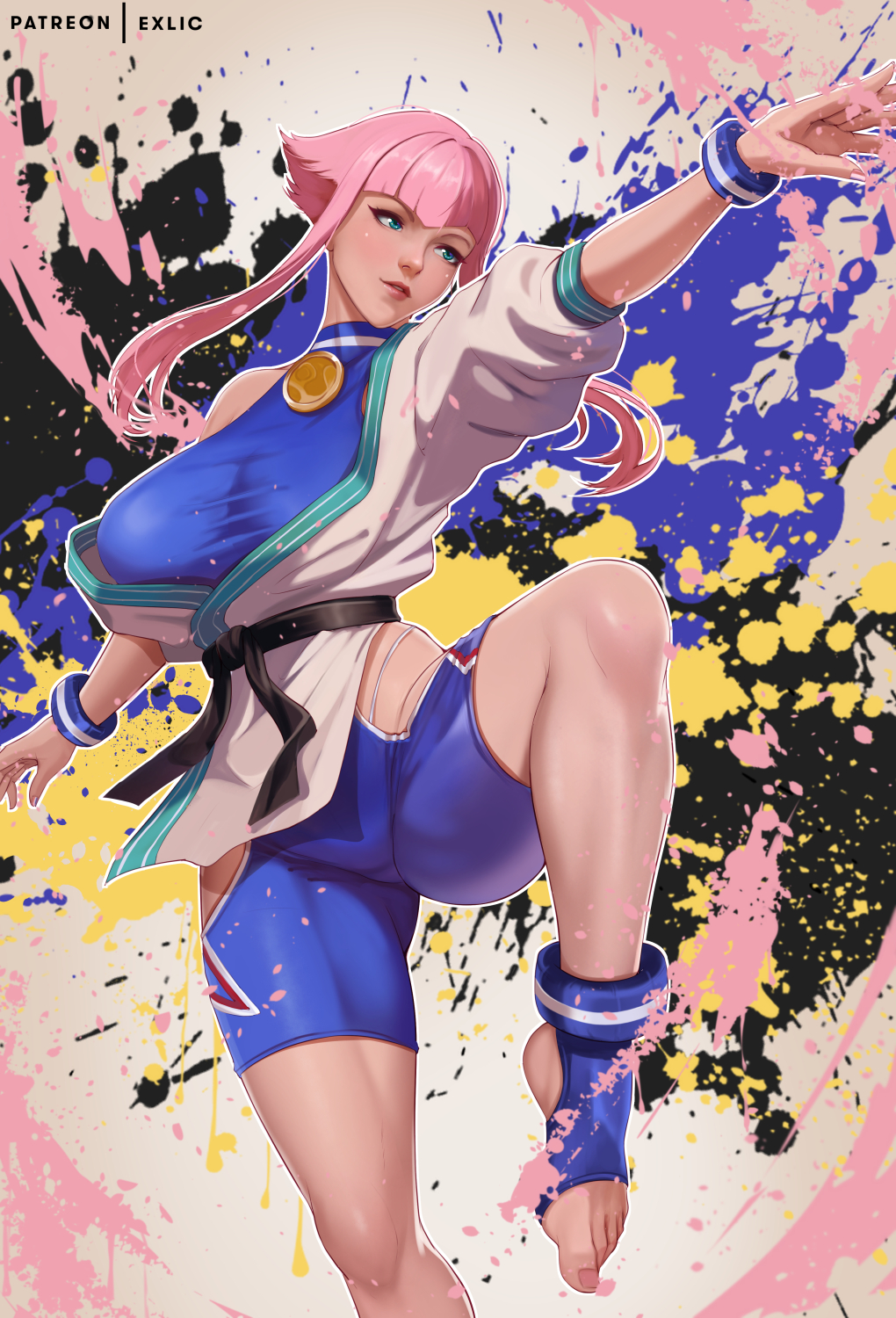 1girls barefoot big_breasts breasts exlic feet female female_only large_breasts manon_legrand solo stirrup_legwear stirrup_socks stirrups street_fighter street_fighter_6 toeless_legwear toes