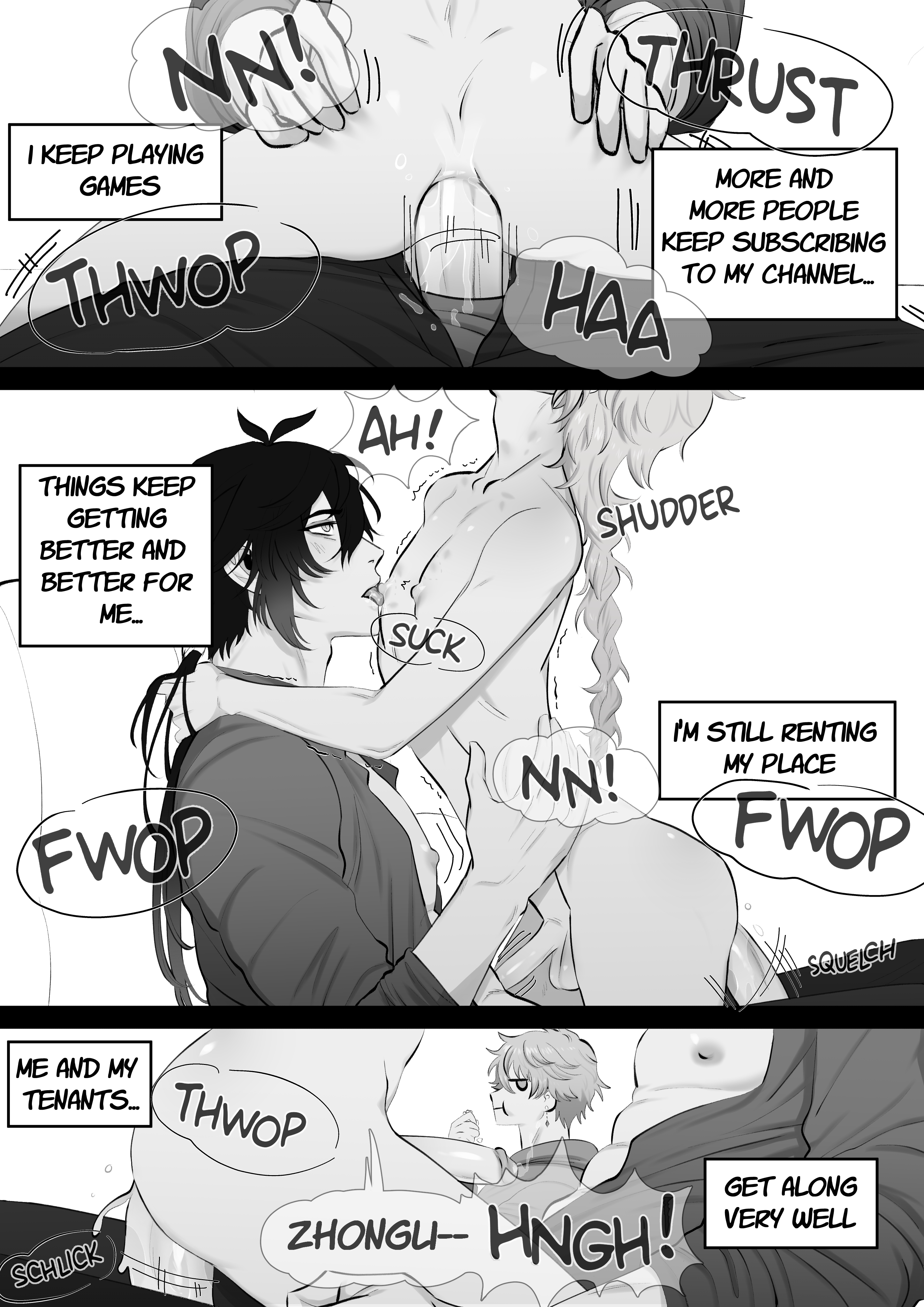 3boys, aether (genshin impact), anal, childe (genshin impact), gay, genshin impact, jerkingoff, male, male only, tagme, tartaglia (genshin impact), yaoi, zhongli (genshin impact)
