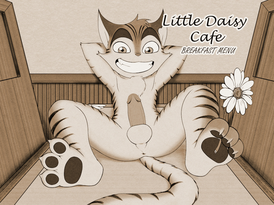 1boy 2d 2d_(artwork) 3_toes 4:3 alternate_version_available anthro anus balls biped cafe claws countershade_arms countershade_face countershade_feet countershade_fur countershade_legs countershade_tail countershade_torso countershading daisy_(flower) detailed_background domestic_cat english_text erection feet felid feline felis fur genitals glans grey_body grey_fur grose hands_behind_head humanoid_genitalia humanoid_penis lackadaisy looking_at_viewer lying male male_only mammal monochrome nude pawpads paws penis perineum rocky_rickaby sepia simple_background smile smiling_at_viewer solo solo_male striped_body striped_fur stripes tail text textured_background toes webcomic