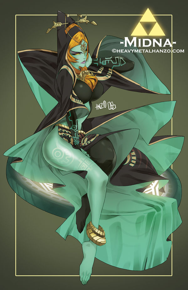 1girls, barefoot, blue skin, female, female only, heavymetalhanzo, looking at viewer, midna, solo, the legend of zelda, topless, twili midna, twilight princess