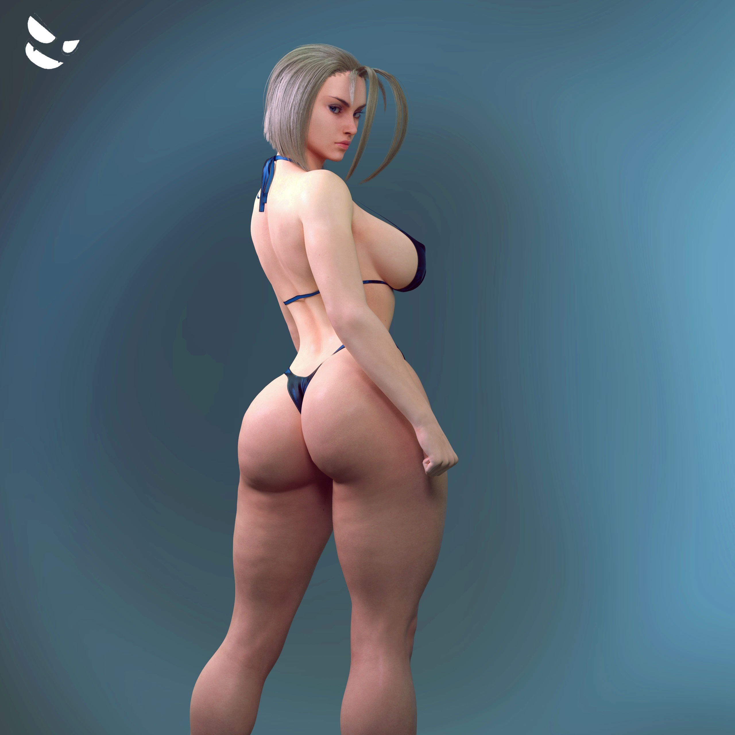 1girls, 3d, abs, absurd res, absurdres, ass, athletic, athletic female, bare arms, bare shoulders, bare skin, bare thighs, big ass, big breasts, bikini, bikini bottom, bikini top, blonde hair, blue eyes, breasts, british, british female, busty, cammy white, capcom, child bearing hips, cleavage, clothed, clothed female, clothing, curvaceous, curvy, curvy figure, facial scar, female, female focus, female only, fit, fit female, fully clothed, gm studios, green bikini, high resolution, highres, hips, large breasts, large filesize, light skin, light-skinned female, looking at viewer, navel, scar, scar on face, short hair, shoulder length hair, solo, stomach, street fighter, street fighter 6, stretching, swimsuit, thick, thick female, thick thighs, thighs, toned, toned body, toned female, toned stomach, very high resolution, voluptuous, voluptuous female