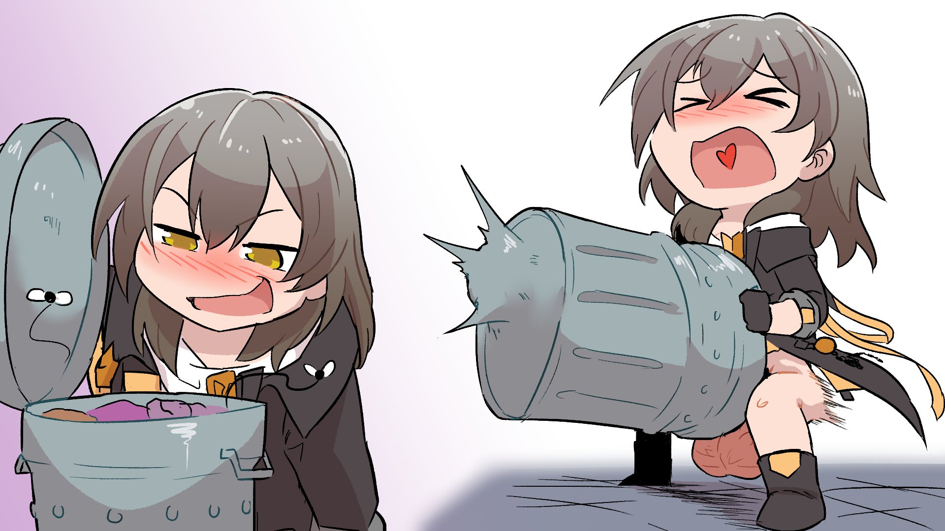 1futa, balls, big balls, blush, bottomless, chibi, clothed, clothing, futa only, futanari, honkai (series), honkai: star rail, horny, huge balls, huge cock, human, improvised sex toy, intersex, light skin, light-skinned futa, masturbation, meme, onahole, partially clothed, penis, solo, squatting, stelle (honkai: star rail), trash, trash can, trashophile, ukaya masaru mx, what
