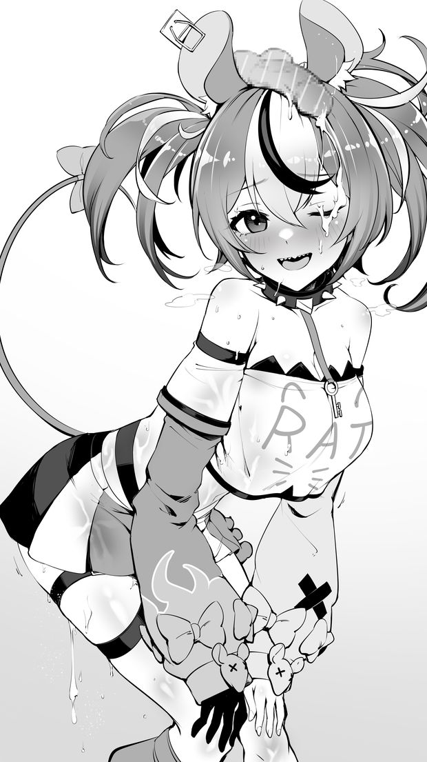 after_sex animal_ears asymmetrical_legwear black_collar blush breasts collar crop_top cum cumdrip detached_sleeves facial female gloves greyscale hakos_baelz hakos_baelz_(1st_costume) hands_on_own_knees hololive hololive_english hololive_english_-council- hololive_english_-promise- layered_sleeves leaning_forward long_sleeves looking_at_viewer mcp150_plus medium_breasts miniskirt monochrome mouse_ears mouse_girl mouse_tail mp150_plus multicolored_clothes multicolored_hair multicolored_skirt open_mouth paid_reward_available penis penis_on_head pleated_skirt sharp_teeth shirt short_over_long_sleeves short_sleeves single_glove skirt solo spiked_collar spikes strapless strapless_shirt streaked_hair tail teeth tube_top uneven_legwear upper_teeth_only very_sweaty virtual_youtuber wet wet_clothes