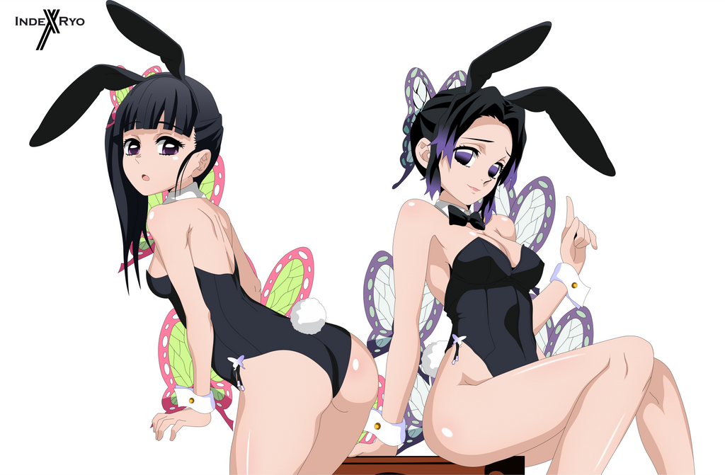 bunny_costume bunny_tail bunnysuit demon_slayer indexryo kimetsu_no_yaiba kochou_shinobu tsuyuri_kanao