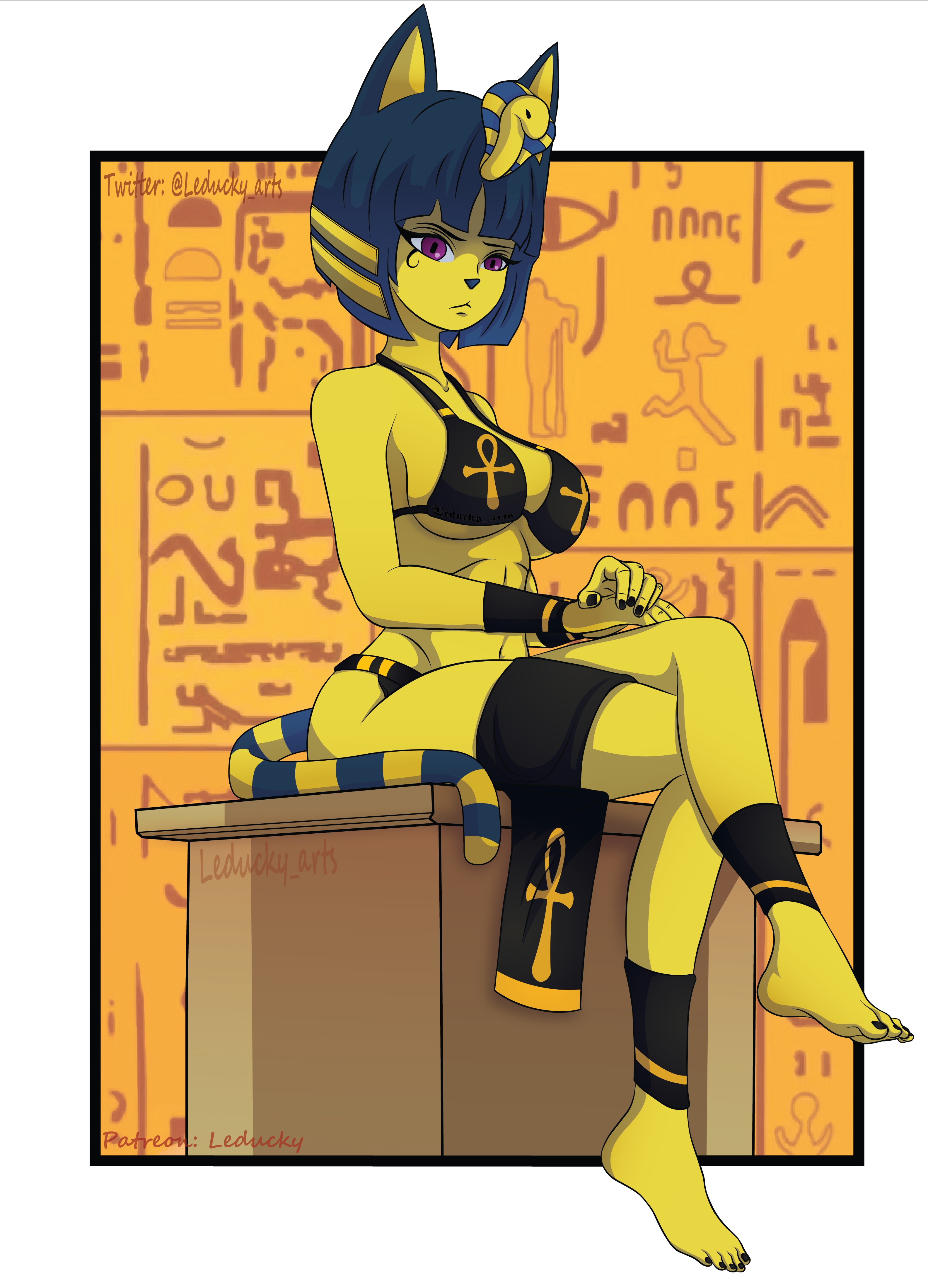 animal crossing, ankha, female, furry, furry female, furry only, leduckyarts