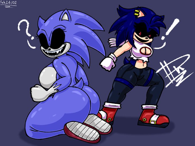 2girls ass big_ass breasts dark_eyes dn28_art exe_(revie) faker_(revie) fakussy friday_night_funkin friday_night_funkin_mod multiple_girls red_eyes sharp_teeth sonia.sex sonic.exe sonic.exe_(character) sonic.exe_(series) sonic_(series) sonic_the_hedgehog_(series) sonica.exe