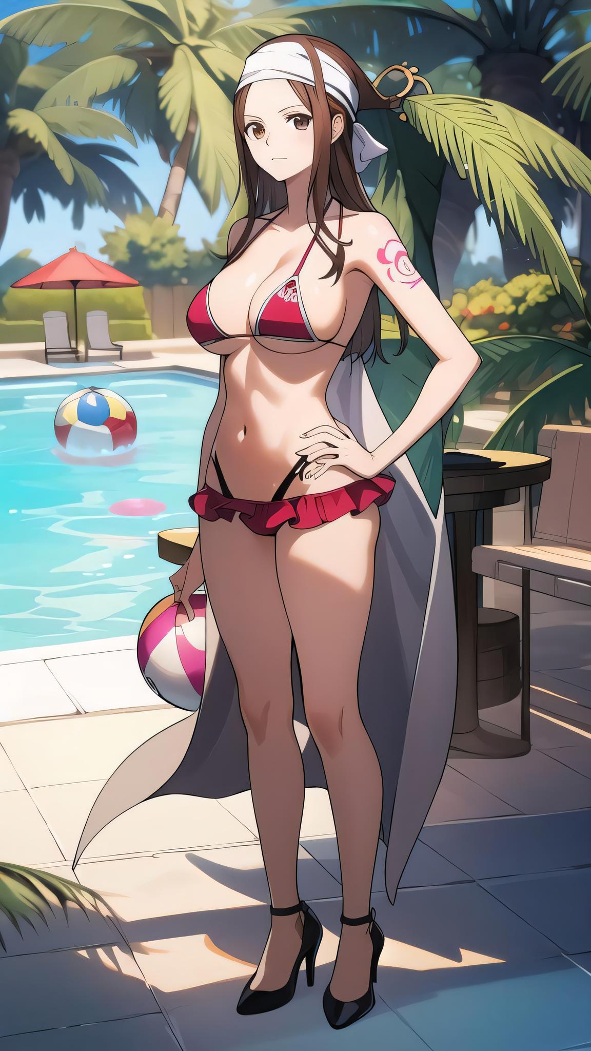 ai_generated ai_mirror big_breasts bikini breasts naomi_wu pirate poolside public sexy_cyborg small_top