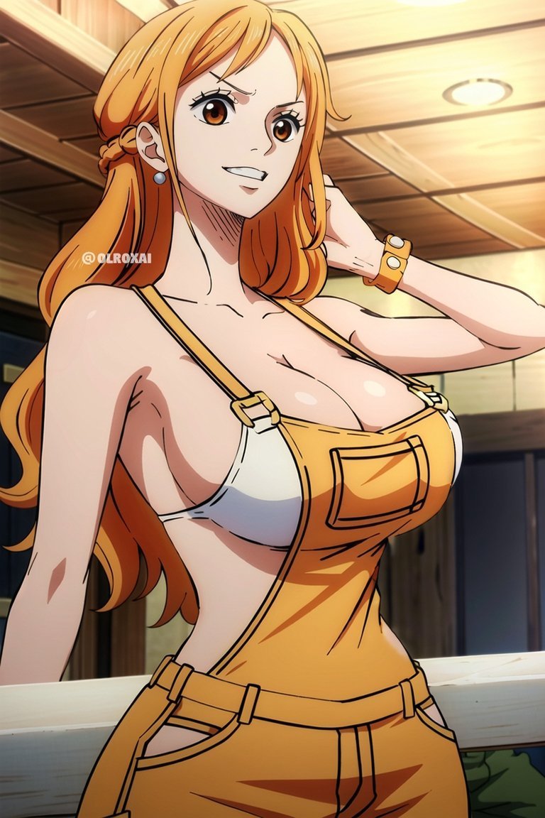 1girls, accurate art style, ai generated, big breasts, breasts, female, female only, fully clothed, nami (one piece), olroxai, one piece, orange hair, orange-haired female, post-timeskip