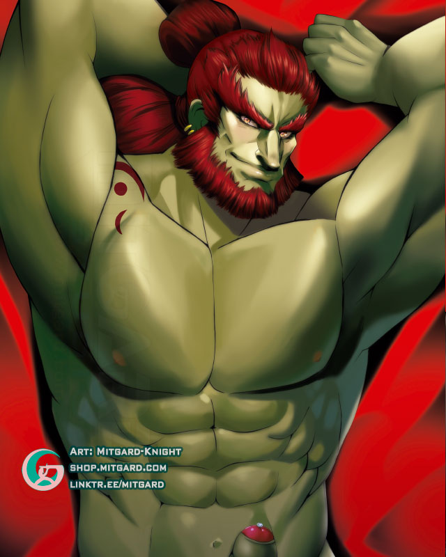 2d_(artwork) bara bodypillow boner dakimakura erection ganondorf ganondorf_(tears_of_the_kingdom) green_skin male_only mitgard-knight mitgardstore nude solo solo_male tears_of_the_kingdom the_legend_of_zelda