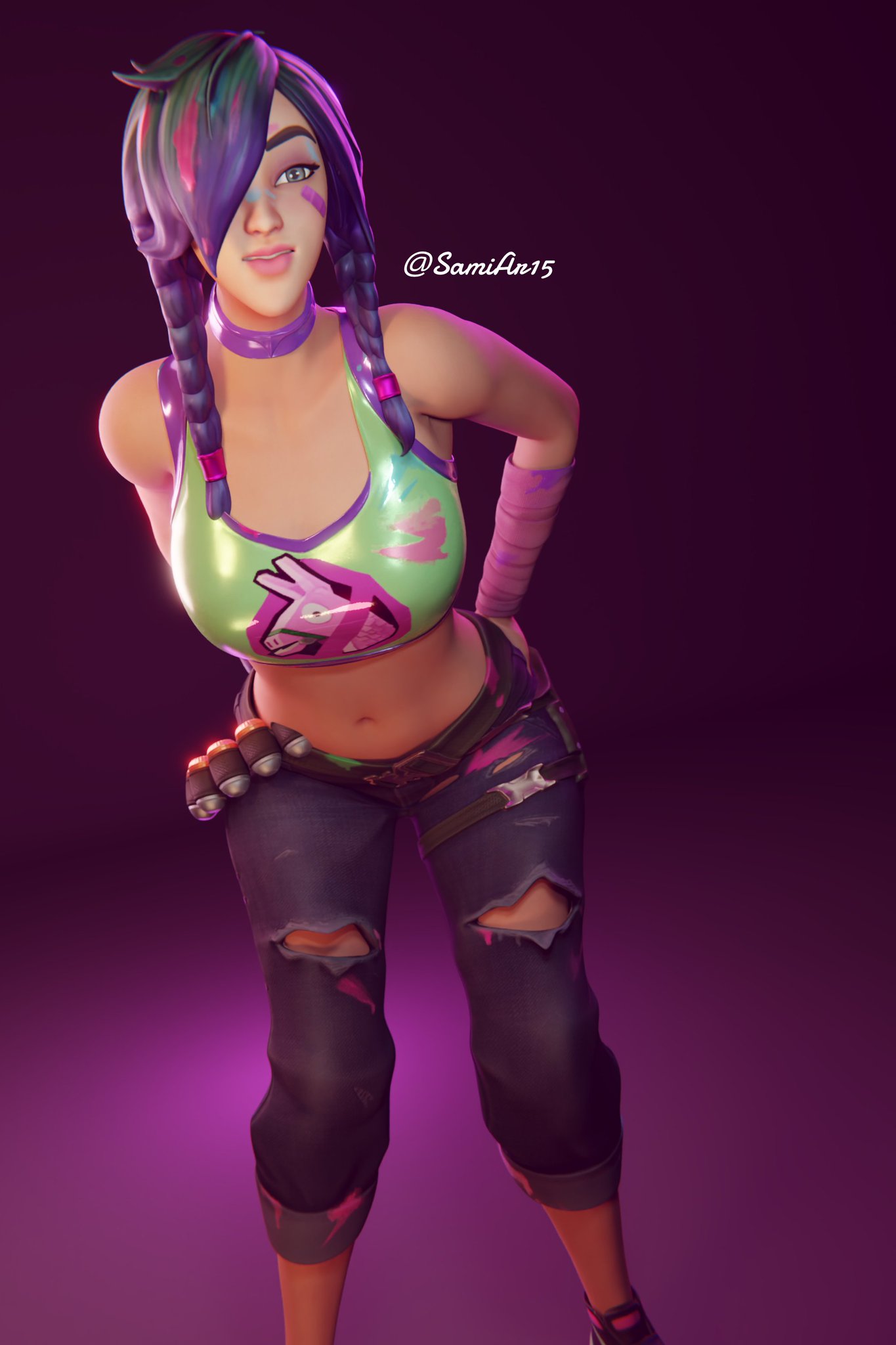 ass_grab clothed clothing fortnite front_view pose posing samiar15_ splatterella