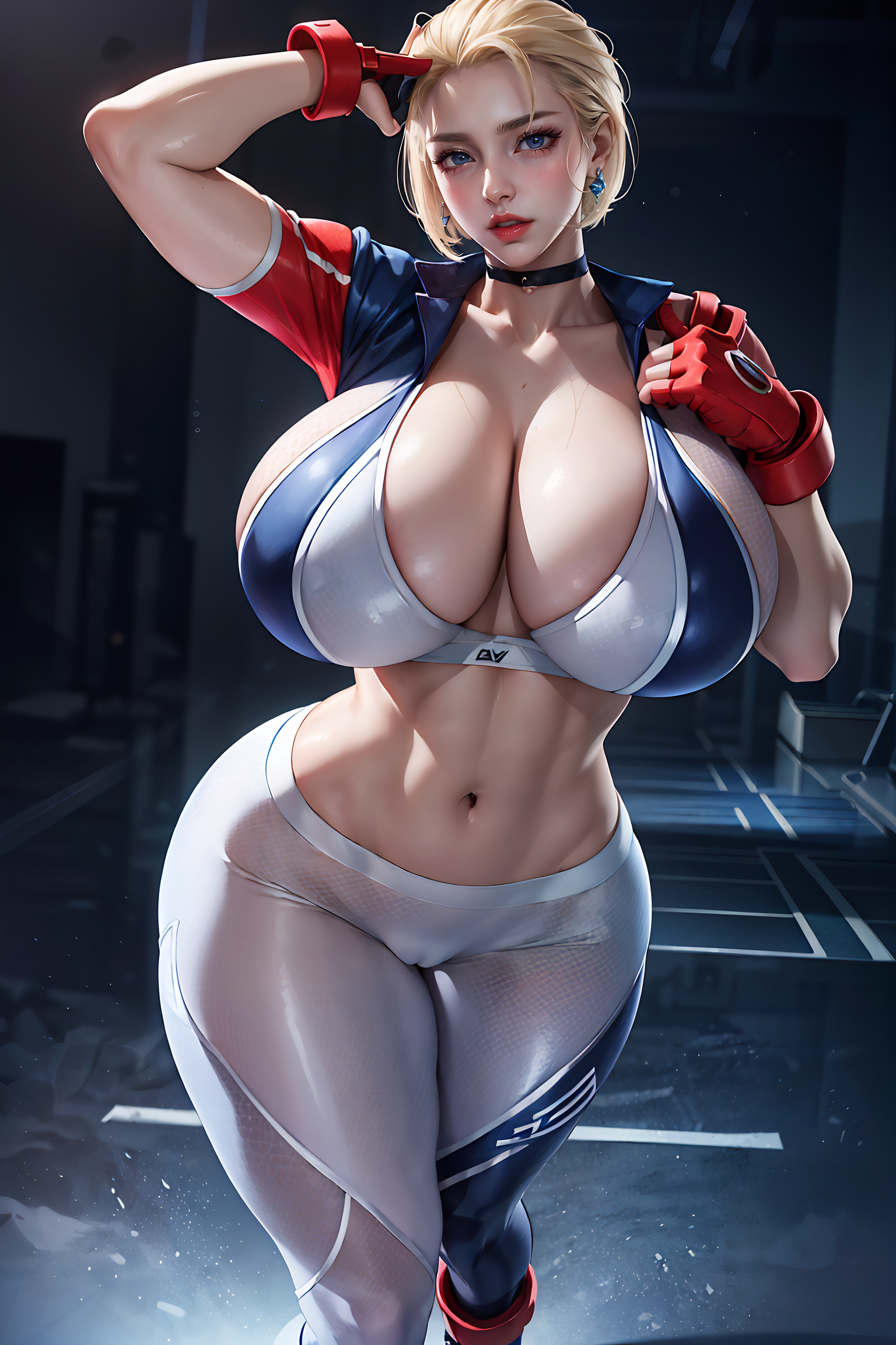 1girls, ai generated, blonde hair, breasts, cammy white, curvaceous, curvy body, curvy female, female, female only, huge breasts, seductive look, solo female, solo focus, stable diffusion, street fighter