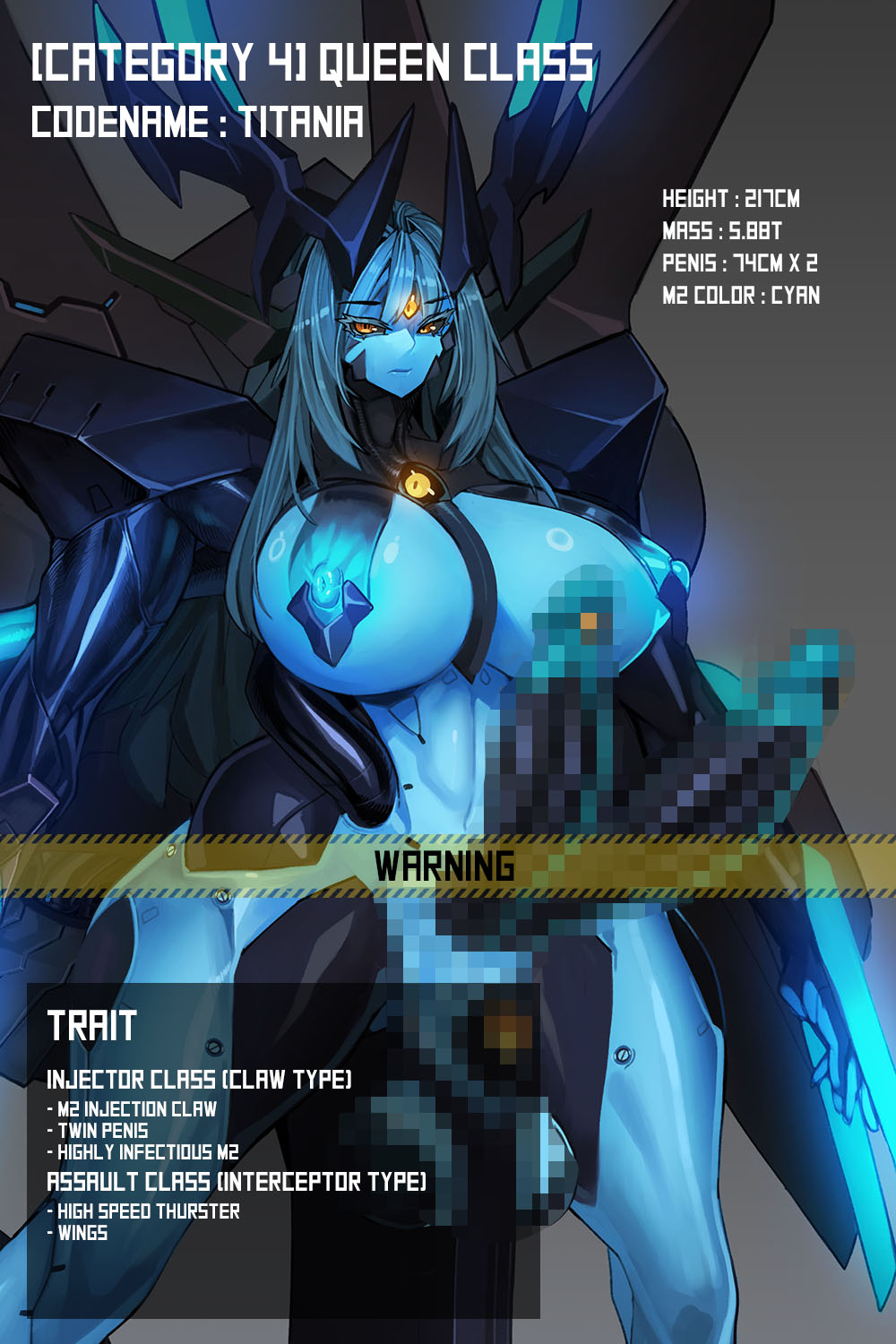 1futa, 2 penises, abs, ass, ass expansion, balls, blue body, blue hair, breast expansion, breast growth, breast growth (enlargement), breasts, censored, cybernetic corruption, cybernetic transformation, diphallia, diphallism, erection, eye color change, female, futa only, futa transformation, futanari, hair growth, huge ass, huge balls, huge breasts, huge cock, humanoid, humanoid penis, implied transformation, intersex, lip expansion, long hair, machina (omega processor), mecha musume, midriff, mosaic censoring, multi genitalia, multi penis, muscle growth, muscles, muscular, muscular female, muscular futa, muscular intersex, navel, nude, penis, platinum1945, robot, robot girl, skin color change, solo, standing, thick thighs, thigh expansion, transformation, wide hips