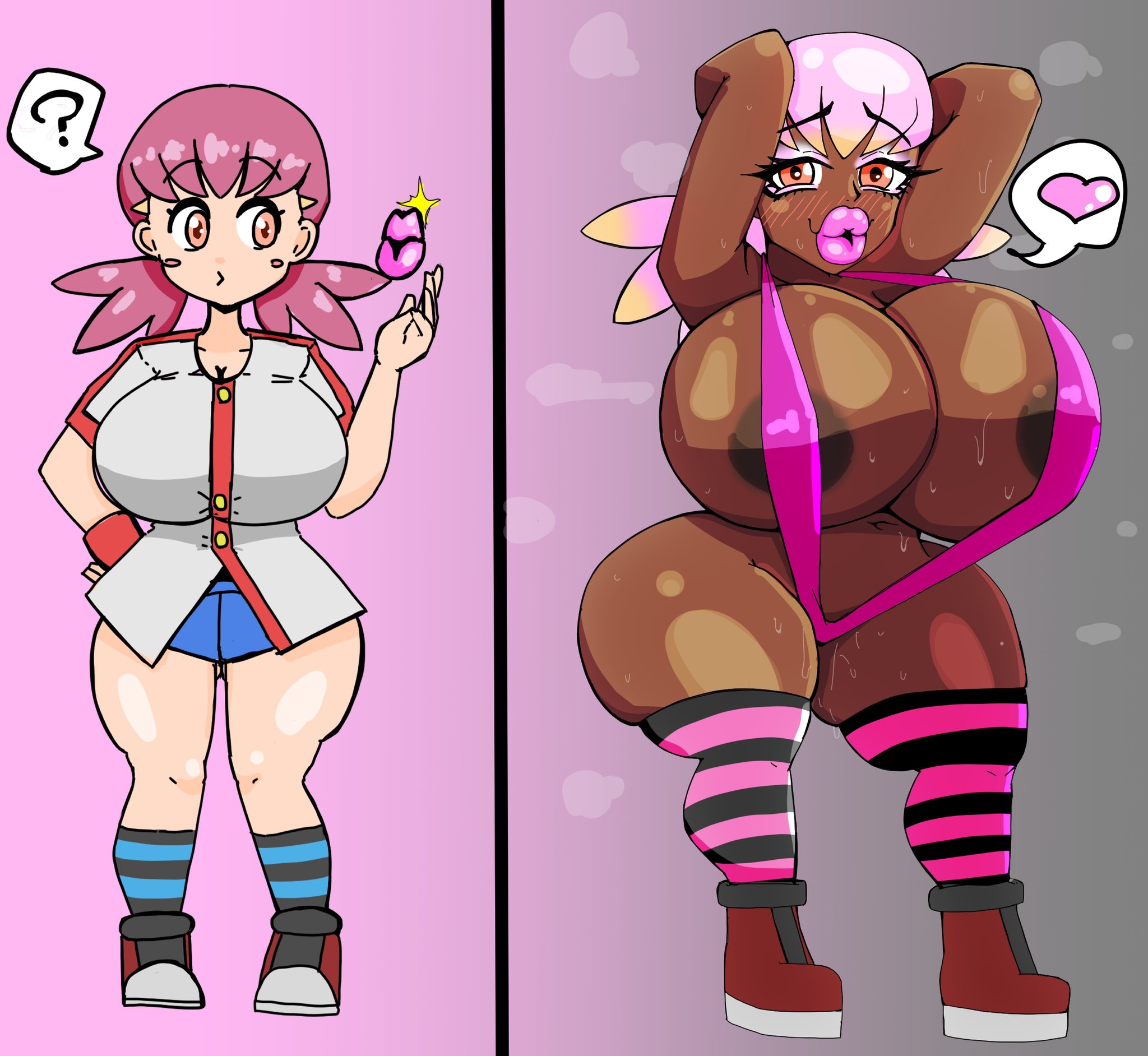 1girls, ass, ass expansion, bimbo, bimbofication, brain drain, brainwashing, breast expansion, breast growth, breast growth (enlargement), breasts, ebonization, female, ganguro, gyaru, hair growth, huge ass, huge breasts, lip expansion, lips, lipstick, nipples, personality change, pink lips, pink lipstick, pokemon, race swap, tagme, tatematsu bou, thick lips, thick thighs, thigh expansion, transformation, transformation sequence, whitney (pokemon), wide hips