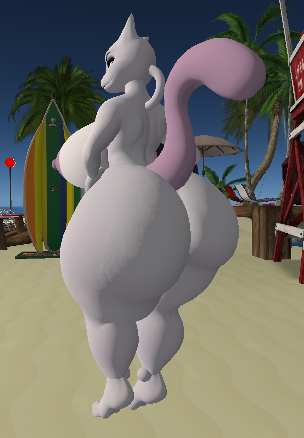 anthro big_ass big_breasts breasts bubble_butt female female_mewtwo ferialexonar huge_ass mewtwo pokemon pokemon_(species) thick_thighs wide_hips