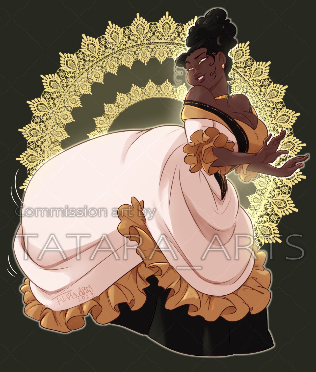 ball_gown big_breasts breasts dark-skinned_female female tagme tatara updo