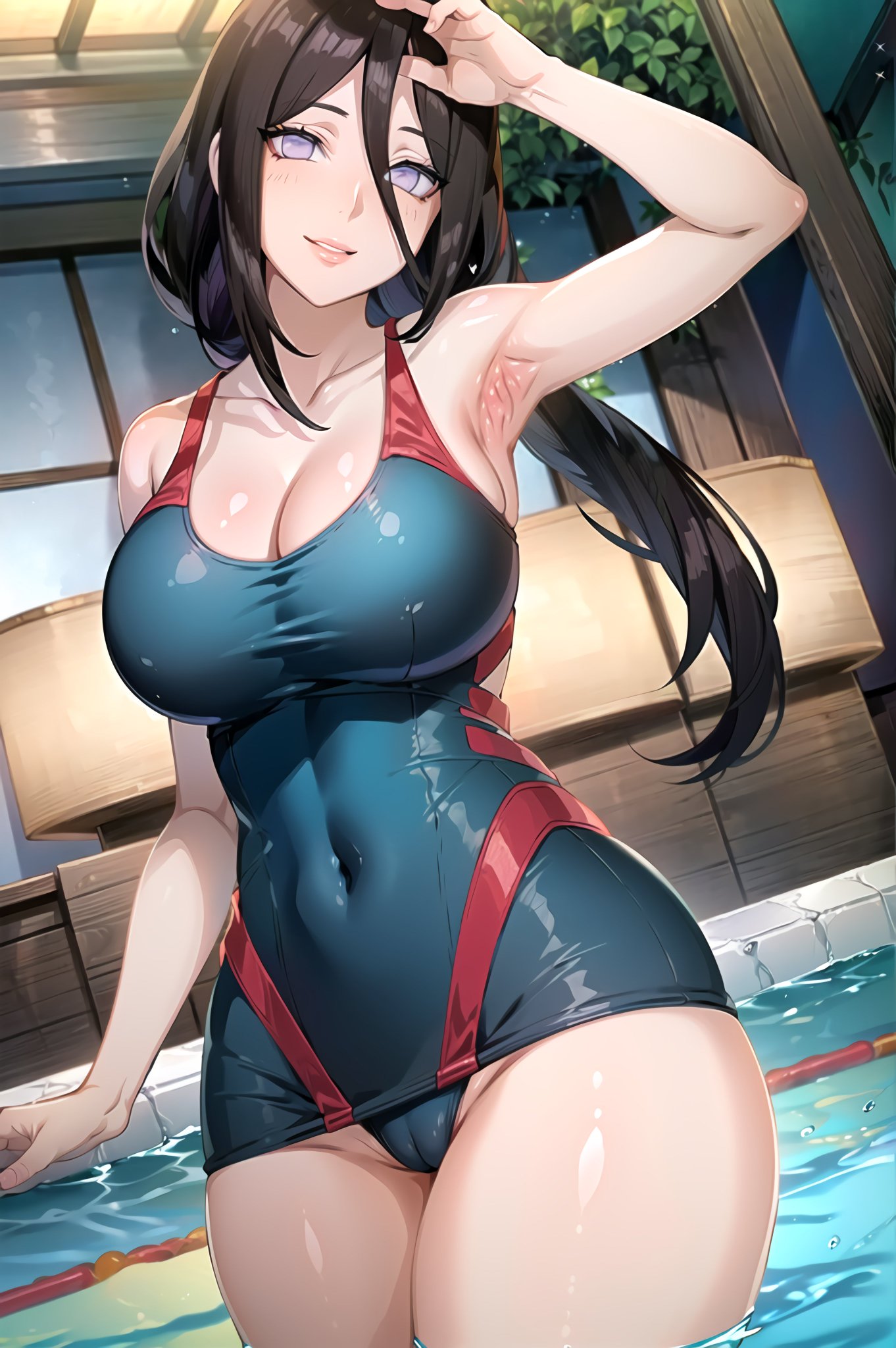 1girls ai_generated boruto:_naruto_next_generations curvaceous curvy_body curvy_female curvy_figure female_focus female_only huge_breasts hyuuga_hanabi jordan53 naruto naruto_(series) seductive_look solo_female solo_focus stable_diffusion swimming_pool swimsuit voluptuous