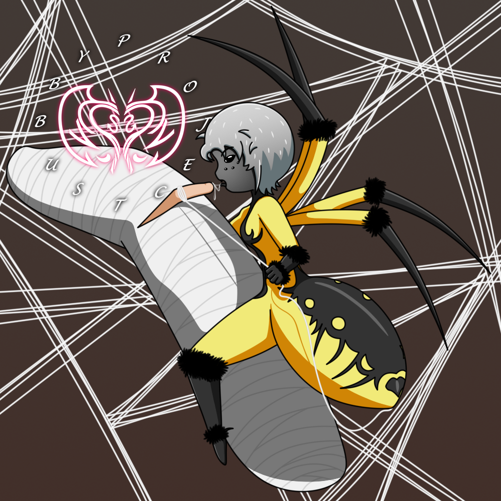 1boy 1girls arachne assertive blowjob cum_drip fellatio femdom k monster_girl original_character original_characters projectsubby restrained reverse_rape saliva_trail silver_hair spider spider_girl spider_web wrapped_up