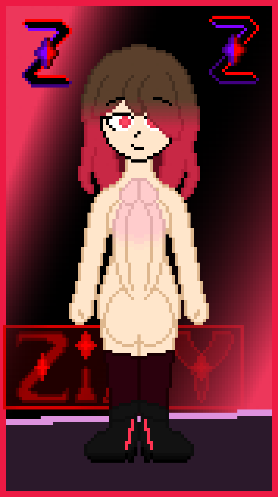 1futa 2d 2d_(artwork) 2d_artwork bete_noire big_balls big_penis brown_hair color erection flat_chest futa_only futanari glitchtale huge_cock larger_futanari long_hair penis pink_eyes pink_hair pink_highlights pixel_art self_upload tagme undertale undertale_(series) undertale_au z!betty zixy