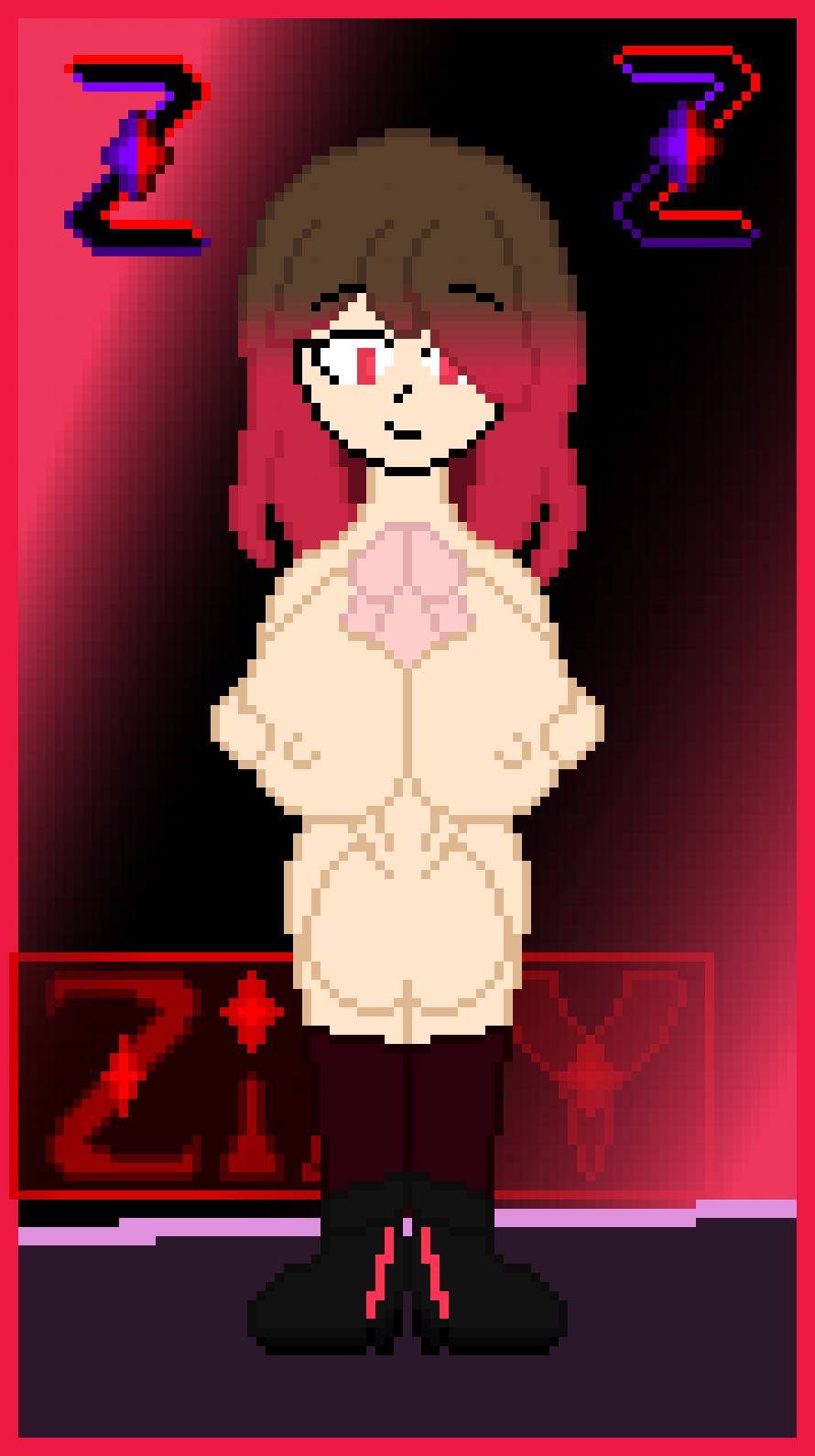 1futa 2d 2d_(artwork) 2d_artwork autopaizuri bete_noire big_balls big_breasts big_penis brown_hair color erection futa_only futanari glitchtale huge_cock larger_futanari long_hair penis pink_eyes pink_hair pink_highlights pixel_art self_upload tagme undertale undertale_(series) undertale_au z!betty zixy