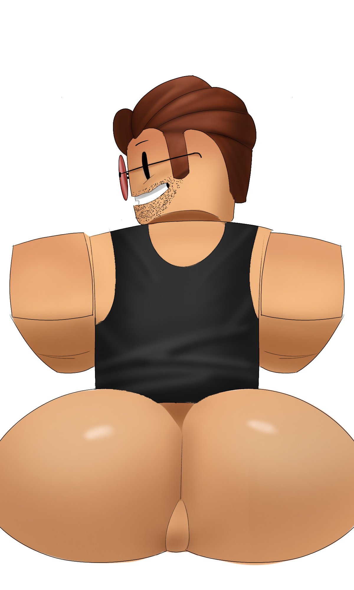 1boy ass backsack balls beard big_ass big_butt blocky_body bottomless brown_hair butt fat_ass fat_butt gfertier_(artist) glasses gord_fertier huge_ass huge_butt looking_at_viewer looking_back looking_back_at_viewer male male_only roblox roblox_avatar robloxian solo source_request thick_ass thick_butt