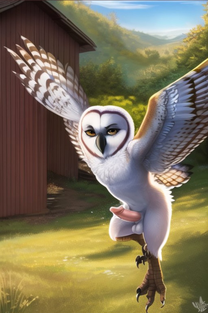 ai_generated anthro avian barn_owl cock gay guardians_of_ga'hoole legend_of_the_guardians soren