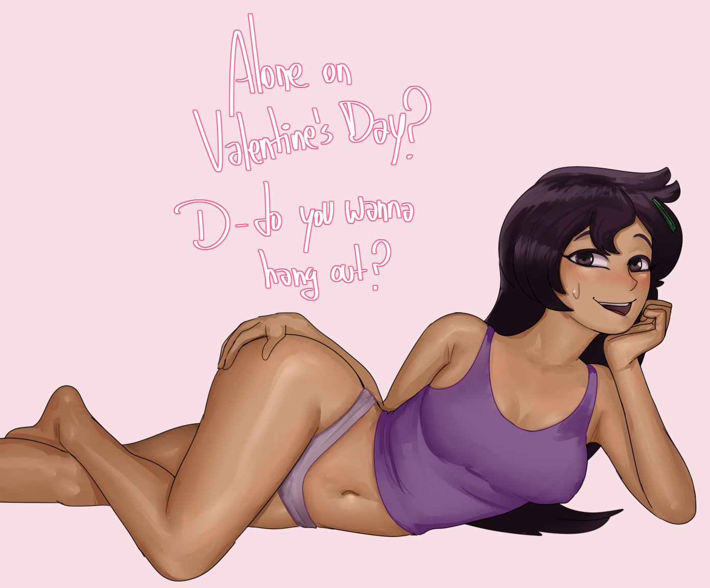 1girls, amphibia, amphibia (finale), asian female, ass, awkward, barefoot, belly, belly button, black hair, breasts, cleavage, crop top, disney, disney channel, feet, female, hand on ass, heel, keramagath, laying on side, marcy wu, panties, shy, soles, straight hair, taiwanese, thighs, thin female, thong, underwear, younger female