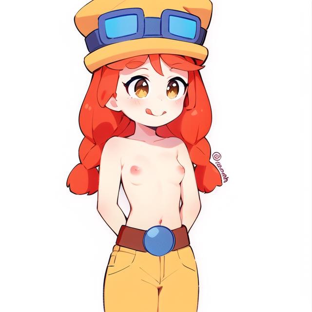 ai generated, brawl stars, breasts, cute face, female, jessie (brawl stars)