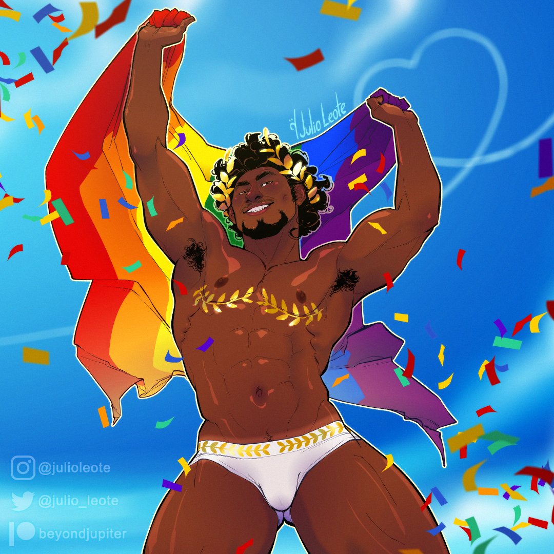 abs african african_male armpits biceps briefs bulge bulging_biceps dark-skinned_male dark_skin julio_leote lgbt_pride looking_at_viewer male male_only melanin muscles muscular muscular_male pecs pride_flag shirtless_male smooth_chest smooth_skin thick_thighs underwear underwear_only