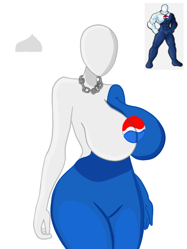 1girls bald bald_female big_breasts blue_skin breasts faceless_female female female_focus female_only hairless hips huge_hips mr_byo pepsi pepsiman pepsiwoman ripped_clothing rule_63 solo solo_female teats white_skin