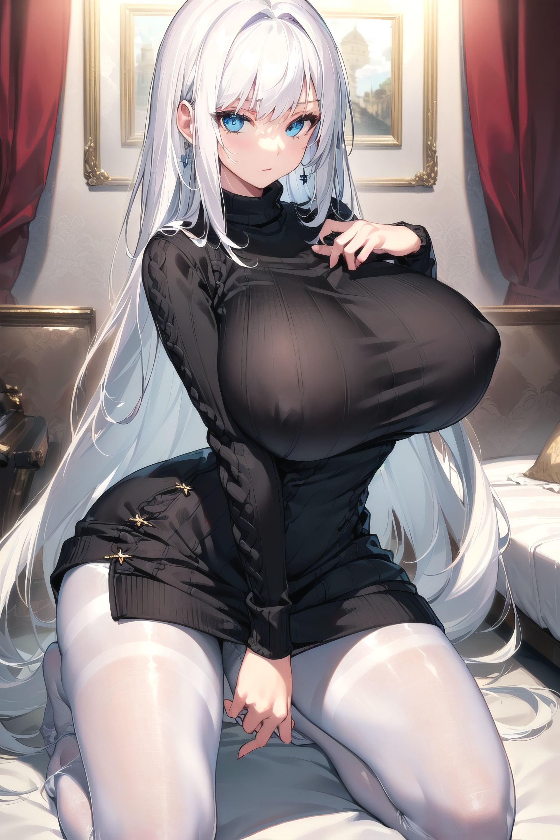 1girls, ai generated, breasts, curvaceous, curvy body, curvy female, curvy figure, female, female focus, female only, form fitting, huge breasts, milf, seductive look, solo female, solo focus, stable diffusion, voluptuous, voluptuous female, white hair