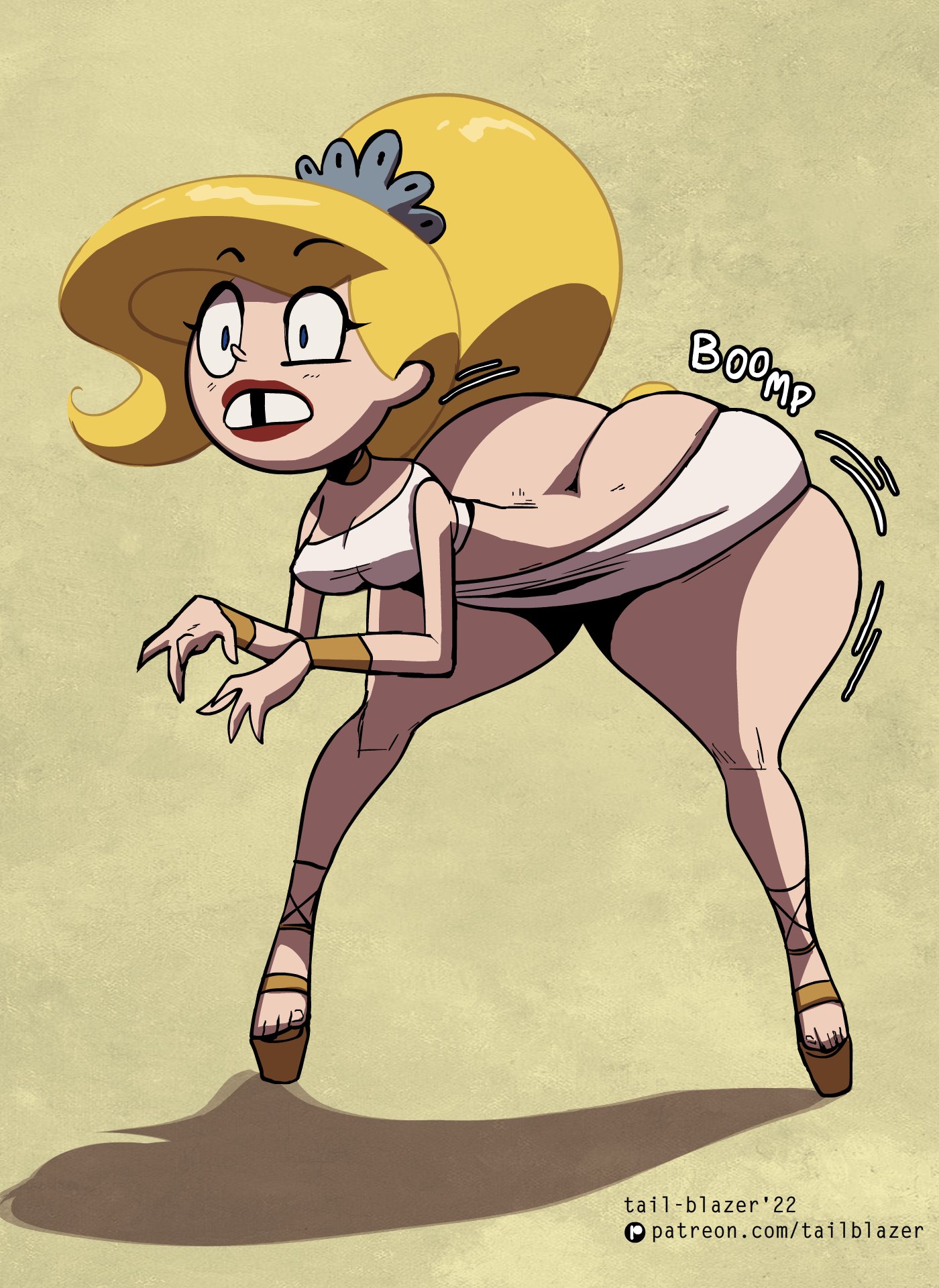 1girls, 2022, ass, ass cleavage, ass crack, bent over, blonde hair, bottom heavy, breasts, butt crack, cartoon network, dress, eris (billy and mandy), female, female focus, female only, goddess, huge ass, huge butt, light skin, light-skinned female, long hair, no bra, no panties, small breasts, tail-blazer, the grim adventures of billy and mandy, thick thighs, thighs, wide hips