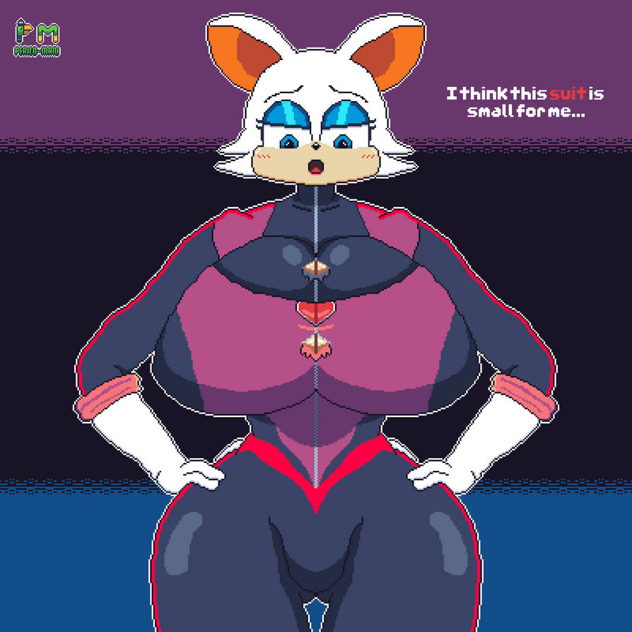 1girls alternate_breast_size anthro big_ass big_breasts bodysuit breasts_bigger_than_head clothed electricatzone english_text female female_only front_zipper furry huge_breasts hyper_breasts netflix retro_artstyle rouge_the_bat rouge_the_bat_(prime) solo sonic_(series) sonic_prime text zipper