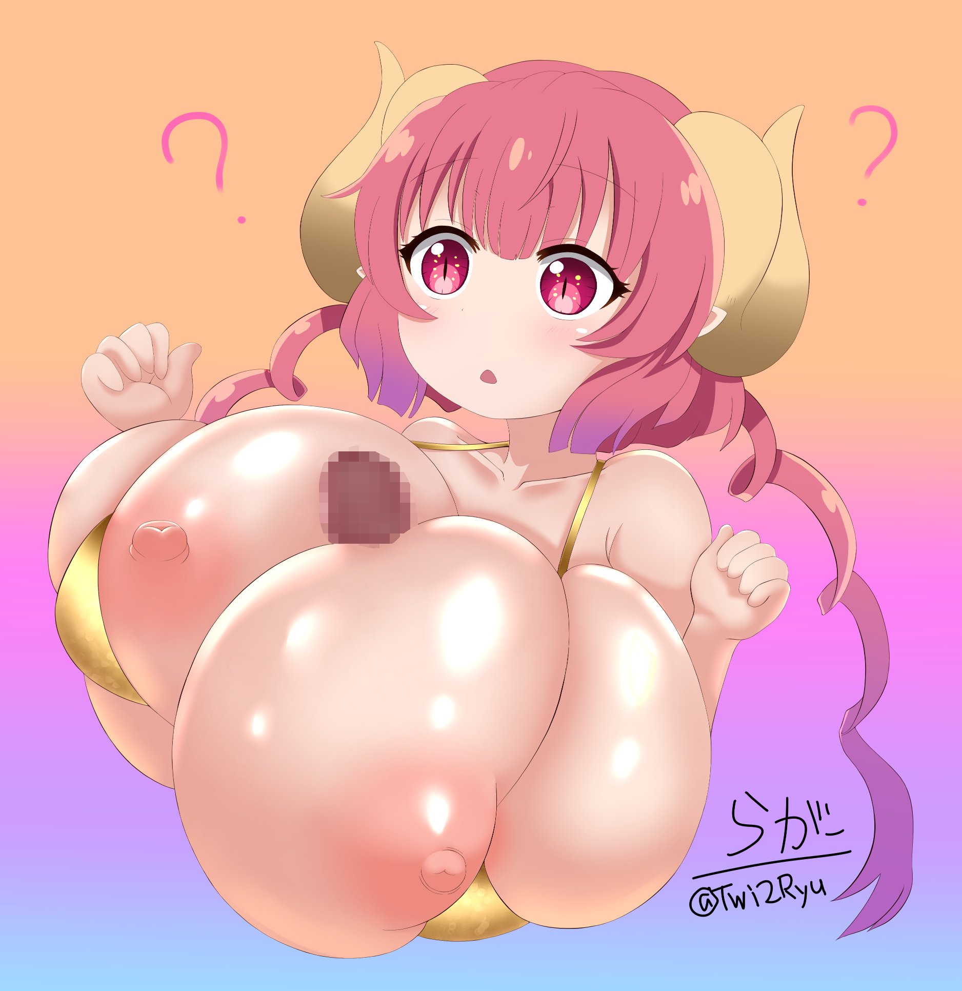 breasts, censored, female, ilulu (dragon maid), miss kobayashi's dragon maid, paizuri, shortstack, twi2ryu