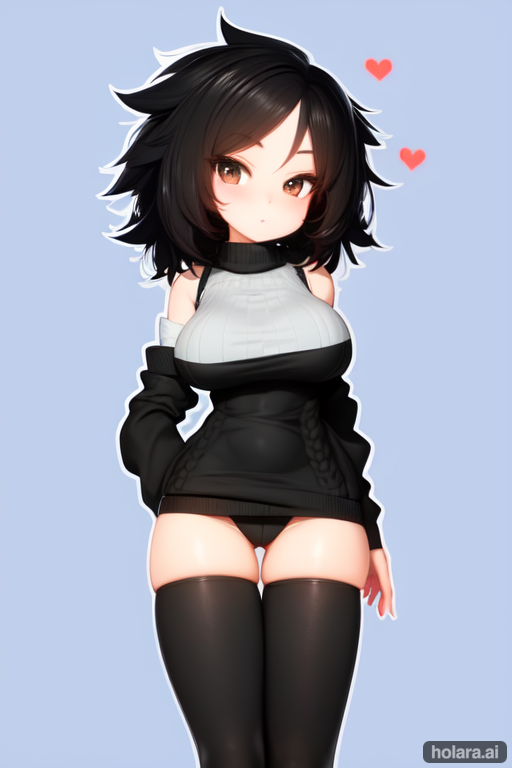 1girls 2d ai_generated asian_latina black_hair clothing female heart holaraai humanized latina light_blue_background los_ojos_blancos mari_sumi megumi_minerva peruvian_female short_hair simple_background tagme