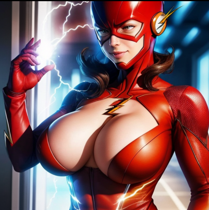 ai_generated barry_allen boob_window dc_comics genderswap_(mtf) large_breasts realistic tagme the_flash