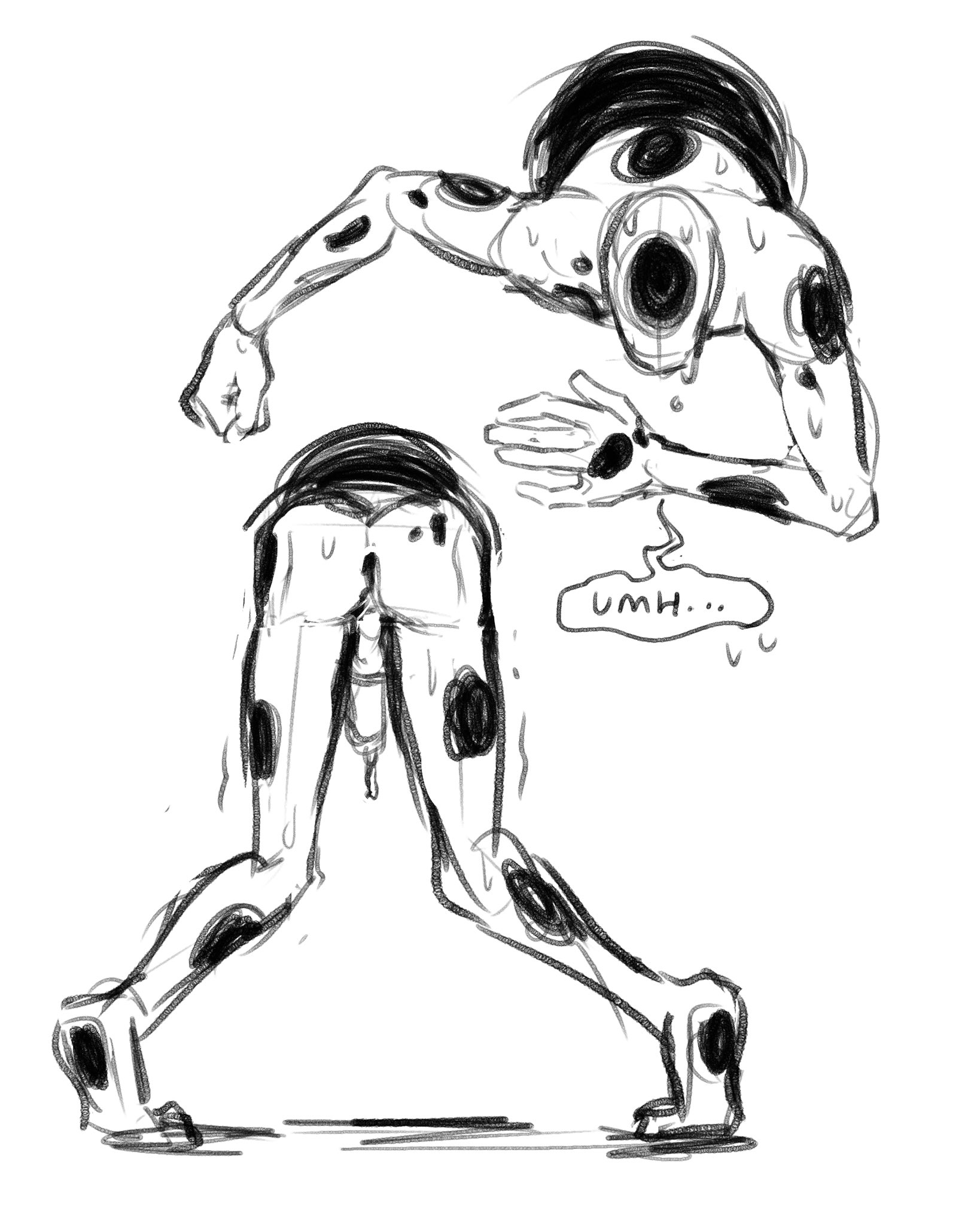 1boy, ass, back view, balls, humanoid, male, male only, marvel, marvel comics, nervous, nude, penis, spider-man: across the spider-verse, stuck, the spot